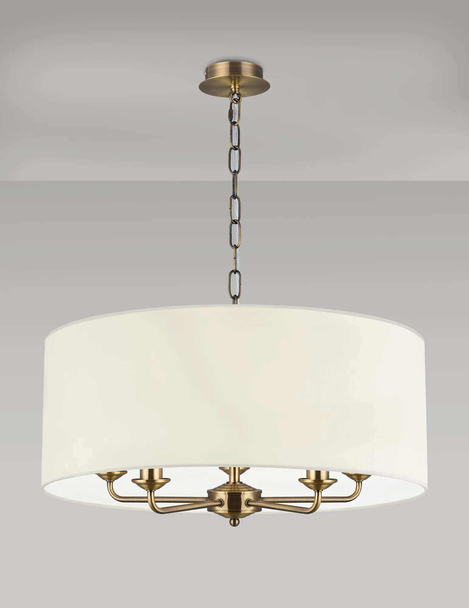 Banyan 60cm 5 Light Pendant Antique Brass; Ivory Pearl/White DK0662  Deco Banyan AB IV